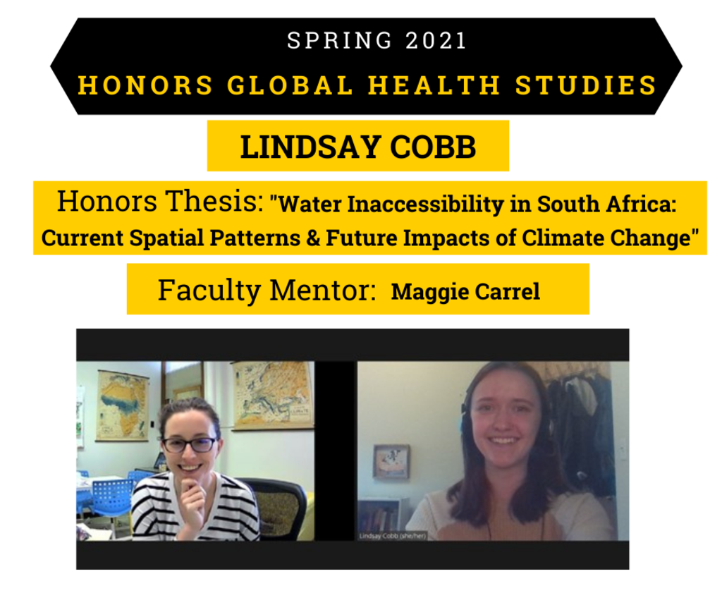 Spring 2021, Honors in Global Health Studies - Lindsay Cobb