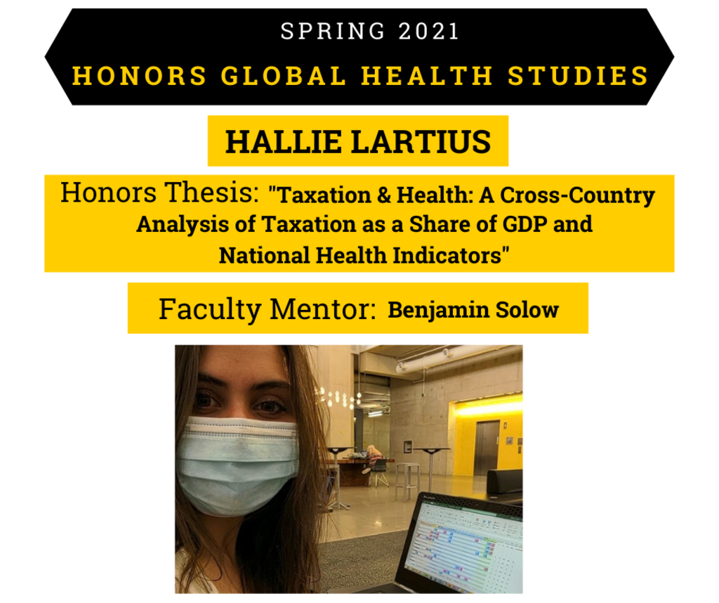 Spring 2021, Honors in Global Health Studies - Hallie Lartius