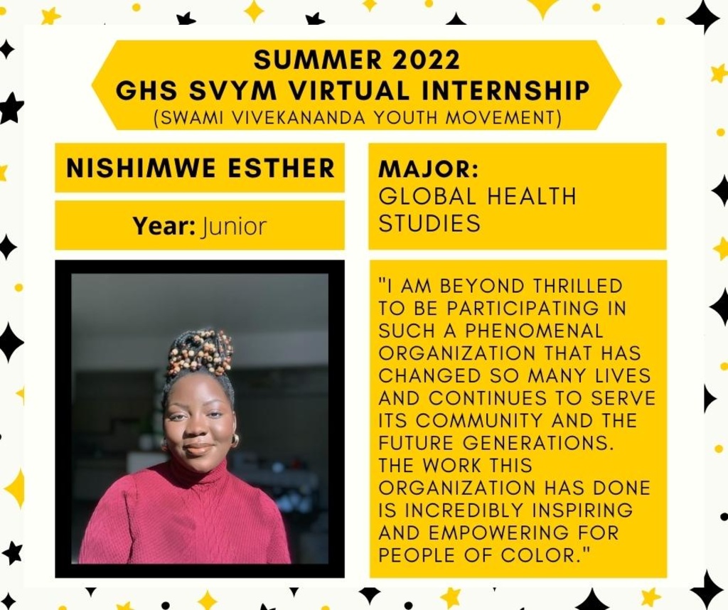 Nishimwe Esther - Summer 2022 GHS SVYM Virtual Internship